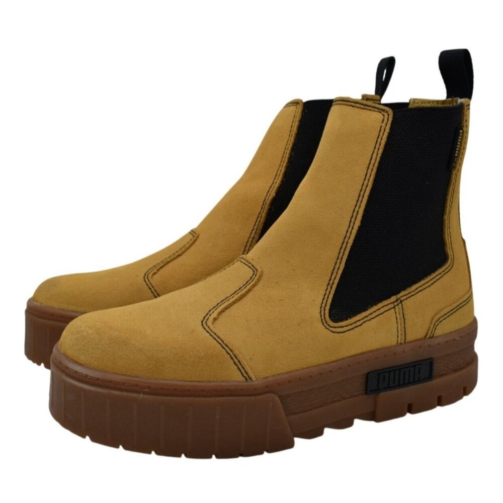 Puma Mayze Suede Chelsea Boot Women 7.5 Tan New Platform Ankle Shoes